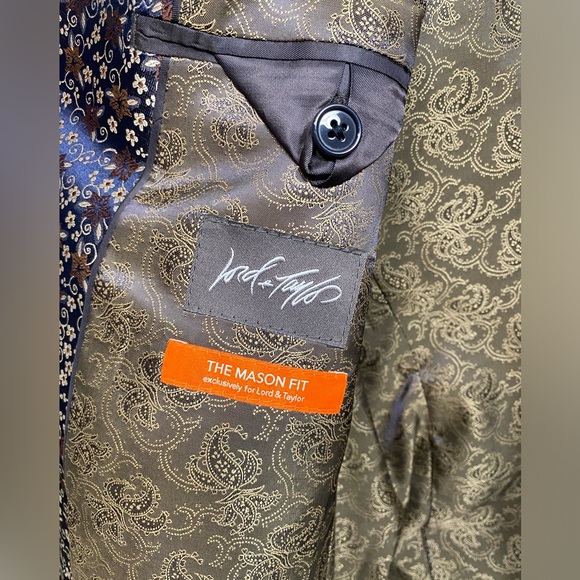 TALLIA Mens Blazer Coat Jacket Single Buttoned Floral Purple Tan Sz 40s - Picture 10 of 11